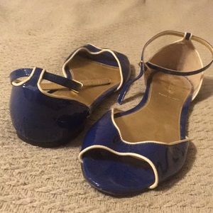 Peep toe flats with ankle strap, J. Crew size 11